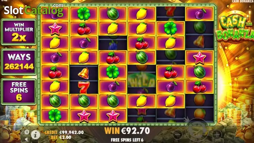 alt Скріншот слоту Cash Bonanza від Pragmatic Play з фруктами та монетами