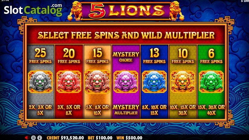 alt Слот 5-Lions від Pragmatic Play з левами та бонусними символами